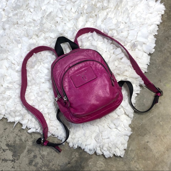 Marc Jacobs Handbags - Marc Jacobs Mini Double Pink Faux Leather Backpack